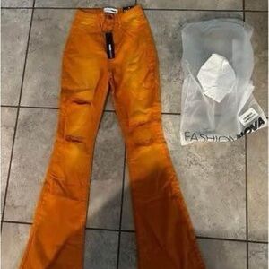 Fashion Nova Orange Flare Pants